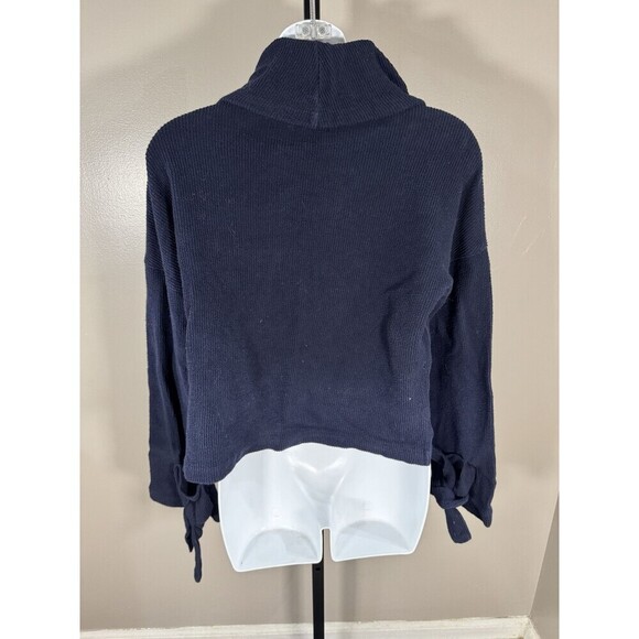 MADEWELL Women's Sweater Navy Blue Cowl Neck w/ Tie Cuffs, Size Extra Small XS - Picture 3 of 6